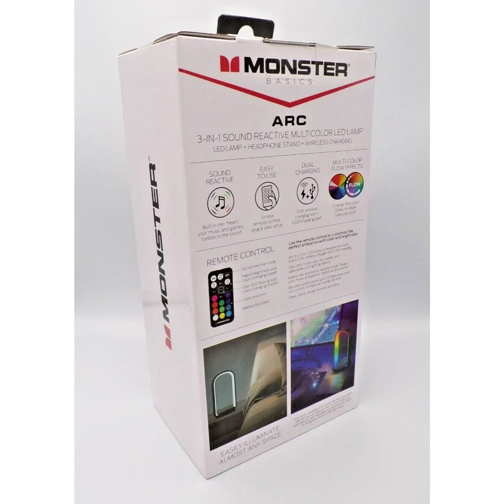 Monster ARC+ Sound‎ Reactive Smart RGB Headphone Stand with Wireless Charger